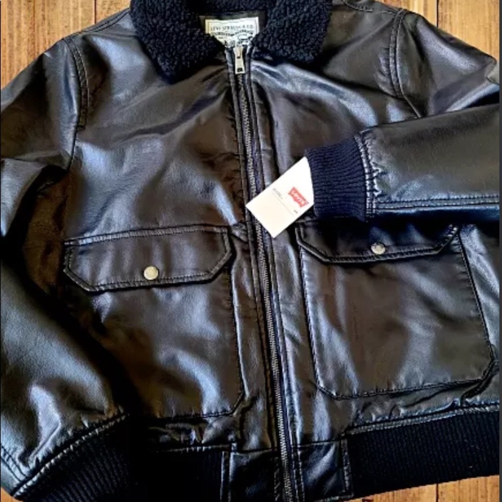 levi's faux leather & faux shearling bomber jacket - Picture 1 of 6